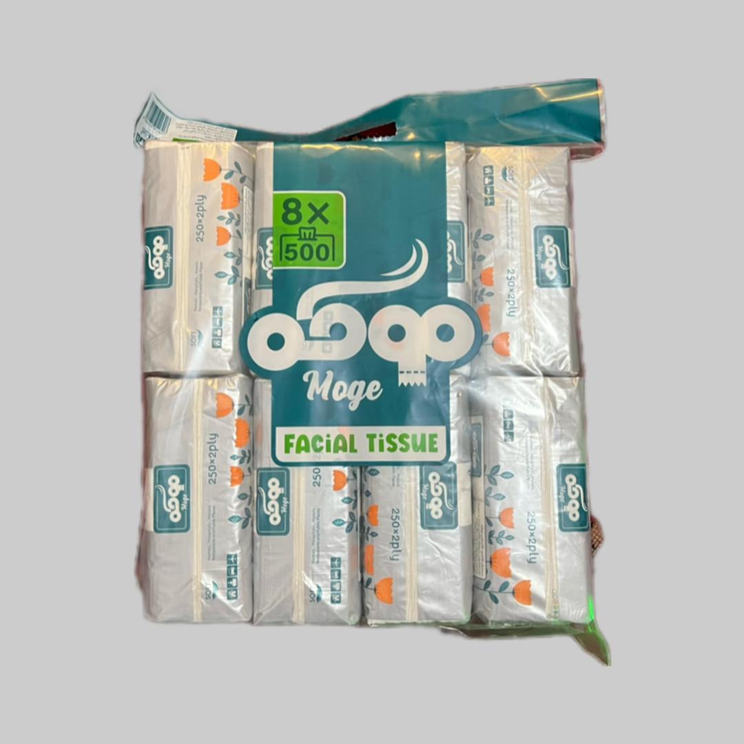 دستمال کاغذی 250 برگ موگه دو لایه پک 8 عددی